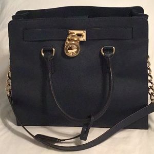Michael Kors navy blue leather handbag